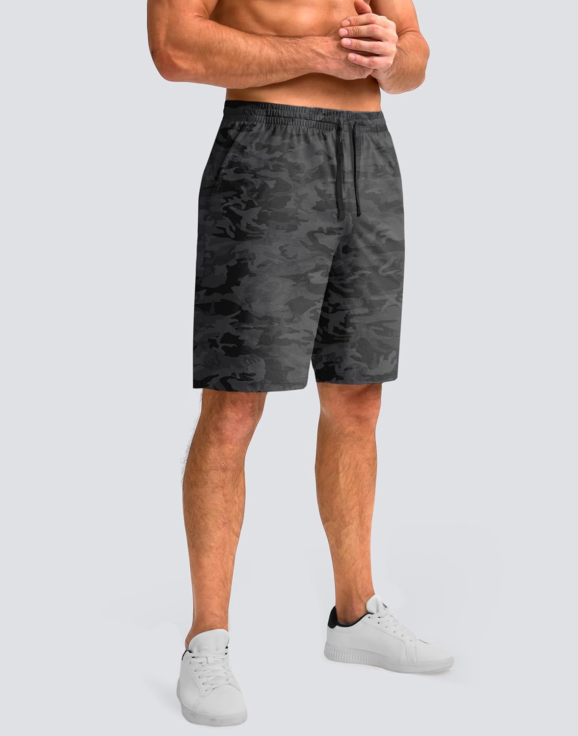 Pudolla Men's Lounge Shorts with Pockets 9" Lightweight Sweat Jersey Shorts for Men Workout Gym Athletic - Image 2