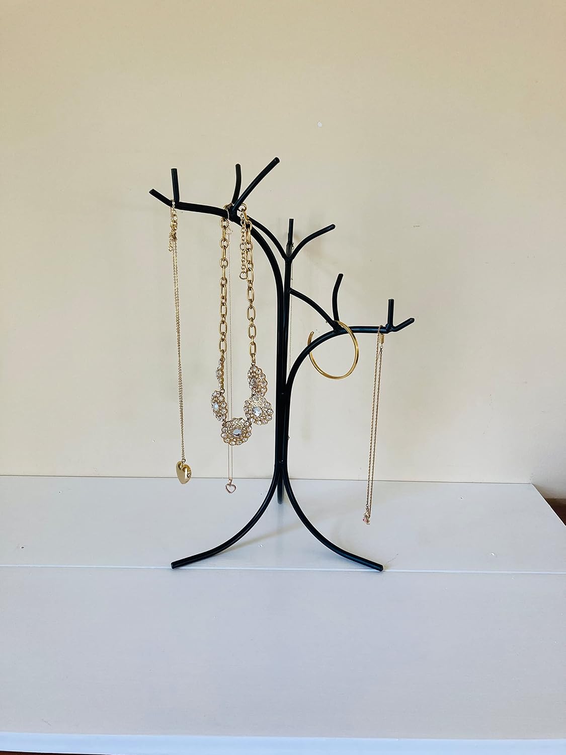 Boxwood and Mum Handmade Wrought Iron Hanging Jewelry Organizer Stand, Necklace Holder and Earring Display Stand, Large Jewelry Holder Tree, Display Rack Jewelry Storage, Amish Made in USA