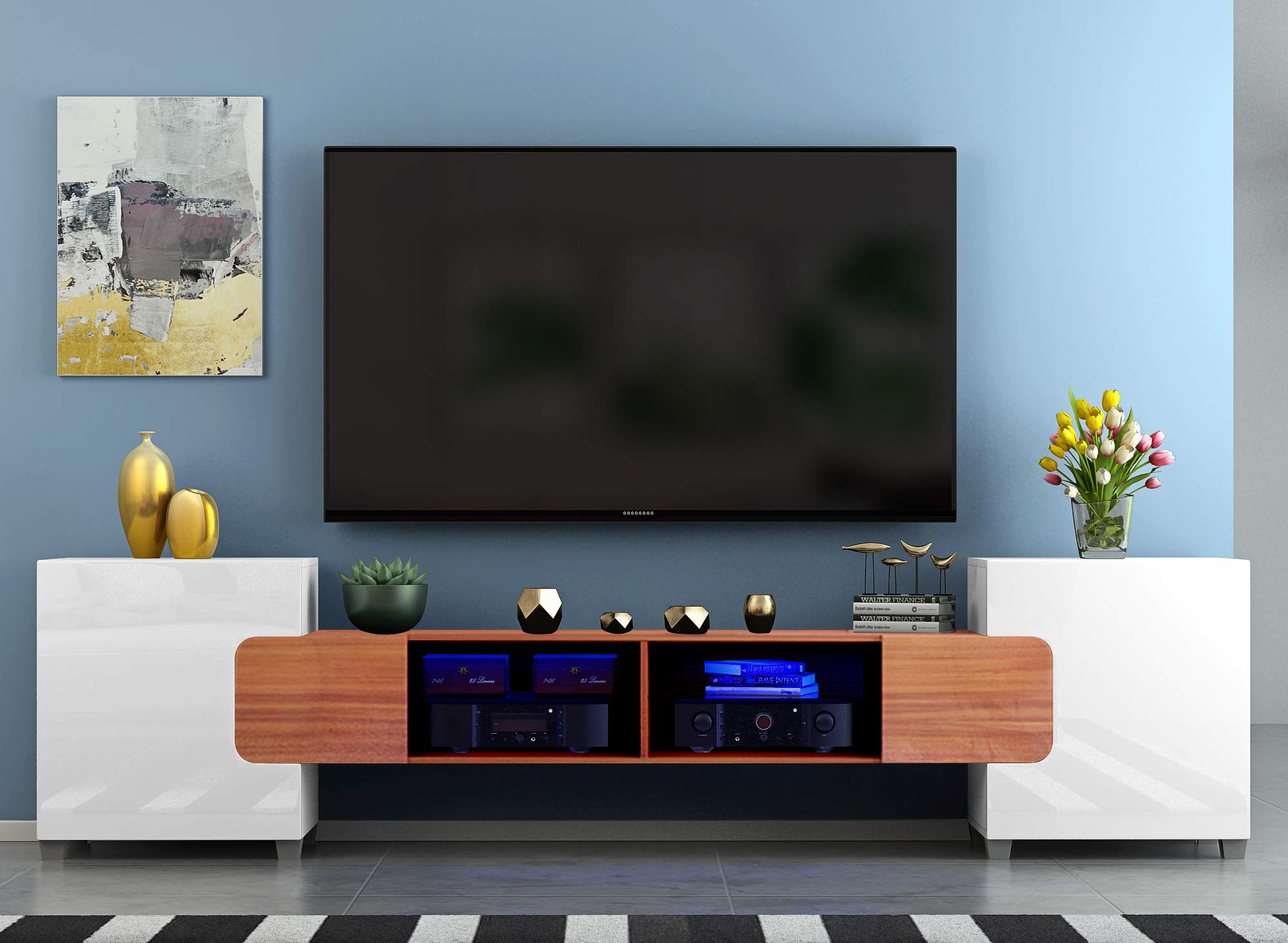 Buy Panana Large 230cm TV Units,Modern Led TV High Gloss Front