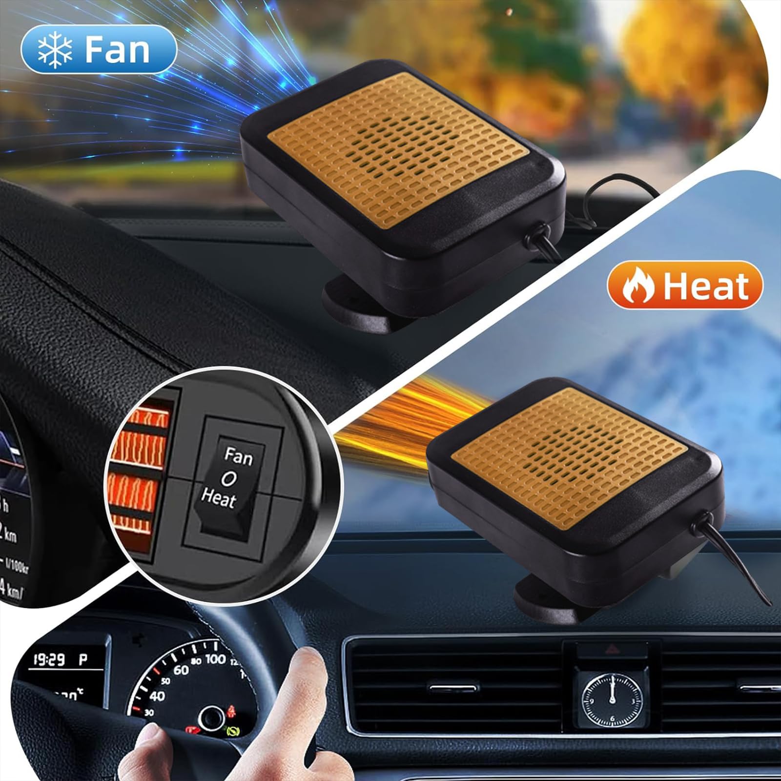 12V 200W Autoheizung Mit Entfroster - 2in1 Heizung Für Winter & Sommer