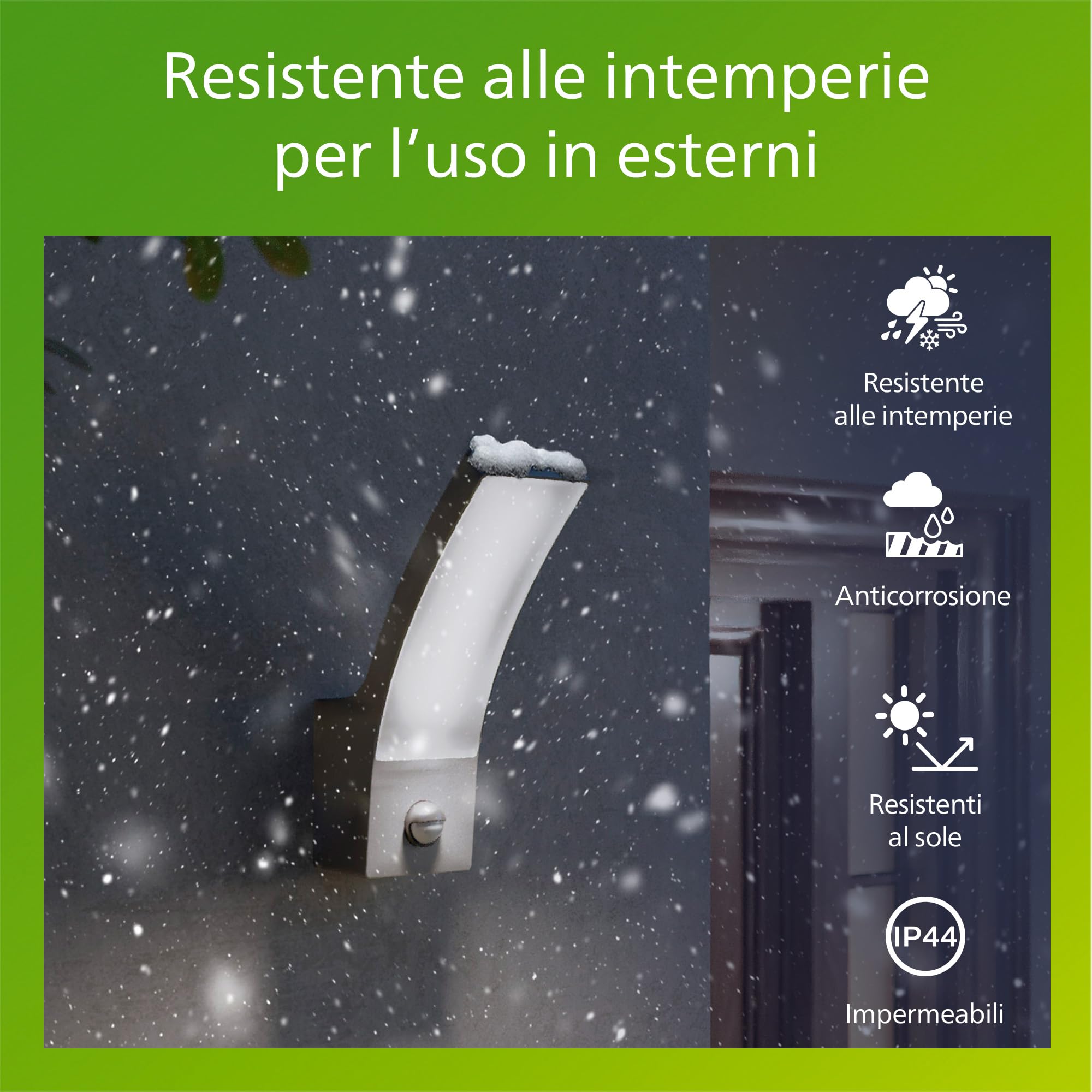 Philips Splay Applique LED da esterno con sensore di movimento, Antracite | Luce bianca fredda, 12 W, 1600 lm, 4000 K, Alluminio, Resistente a intemperie, LED integrato