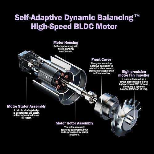 Miniatura 3 de Secadores de pelo para mujer, secador de bajo ruido, tecnología iónica, secador de pelo de iones negativos de alta velocidad (morado)