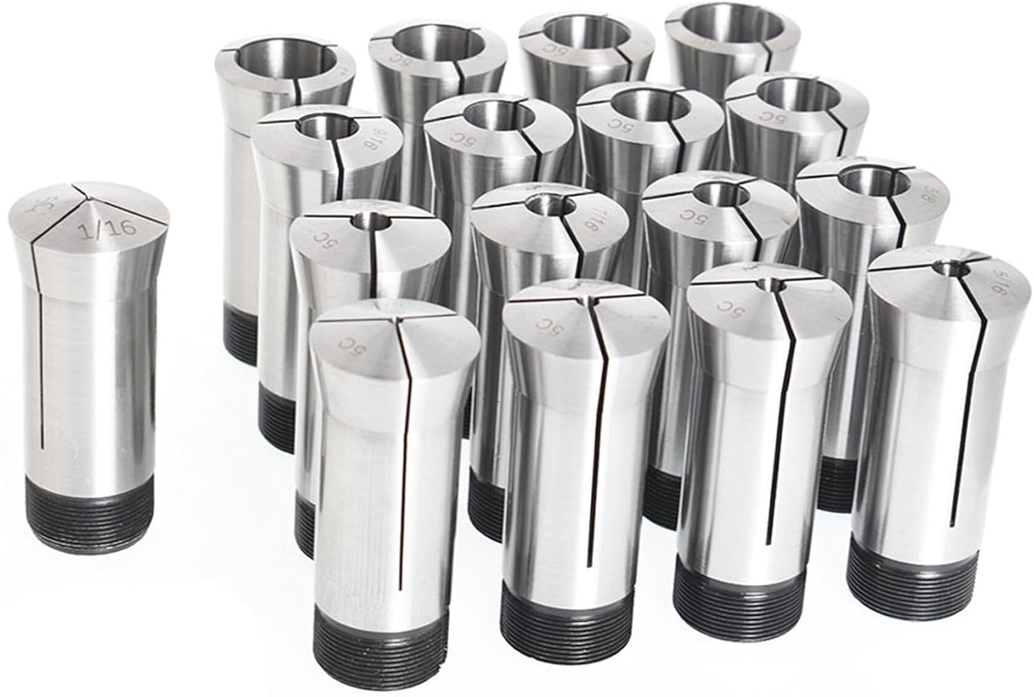 5C Round Collet Set 1/16-1-1/16 Inch for 5C CNC Milling Machine and Engraving Machine 17 Pieces
