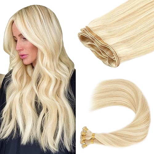 ABH AMAZINGBEAUTY HAIR Extensiones de cabello humano real de 20 pulgadas, cosidas a mano con reflejos, 1.76 onzas, extensiones de cabello sedoso con