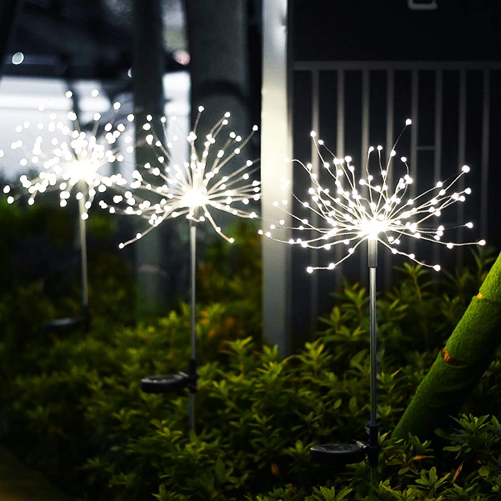 Etelux Solar Garden Lights Outdoor 2 Packs 150 LED Waterproof Firework Lights Solar Garden Decor Lights DIY Color Light for Pathway Patio Lawn Backyard Christmas Party Wedding Ornament (White Light)