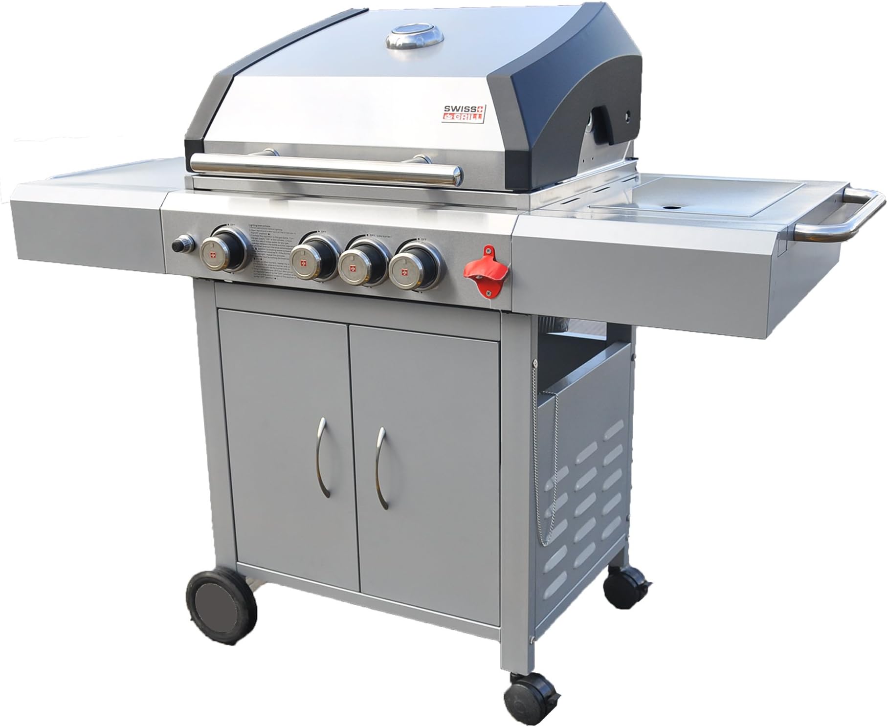A3 51,000-BTU Arosa 3-Built with Tubular Burners and Grizzler Side Burner, Stainless Steel