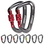 STURME Carabiner Clip 12KN Aluminium Wiregate Lightweight Heavy Duty Large Strong Durable D-Ring Hooks Spring Snap Link Keychain Clips Set for Hammock Improved Design for 2024(Red)