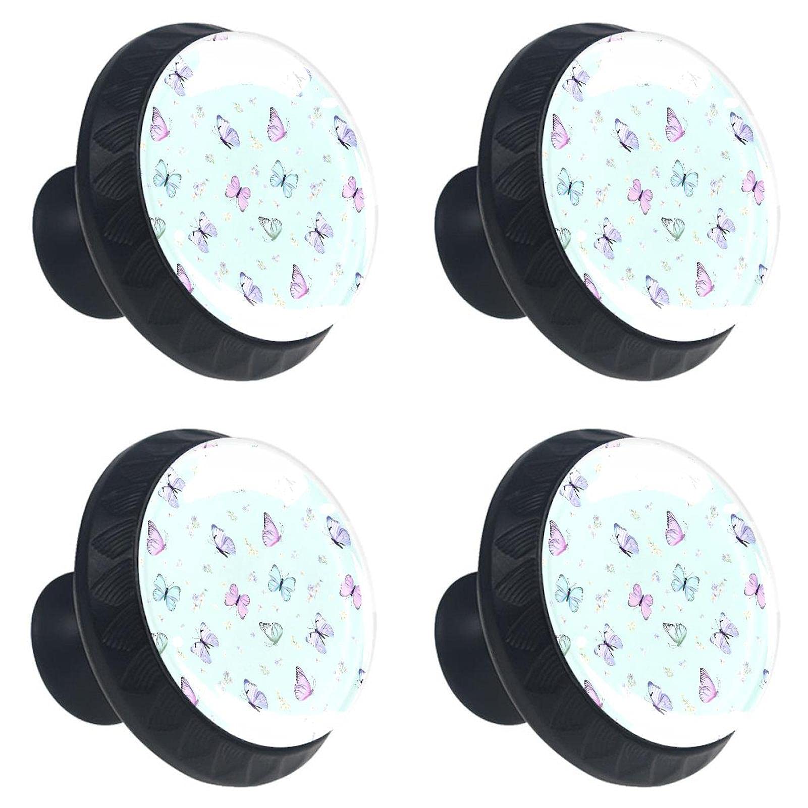 Boutons de tiroir en cristal papillon pour décorer la salle de bain et le bureau