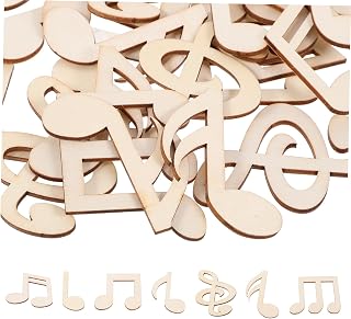 DOITOOL 50Pcs Musical Note Wood Cutouts for DIY Craft Projects Unfinished Beige Wood Chips for Home Decor for Artistic Expression Birthday Party Decorations