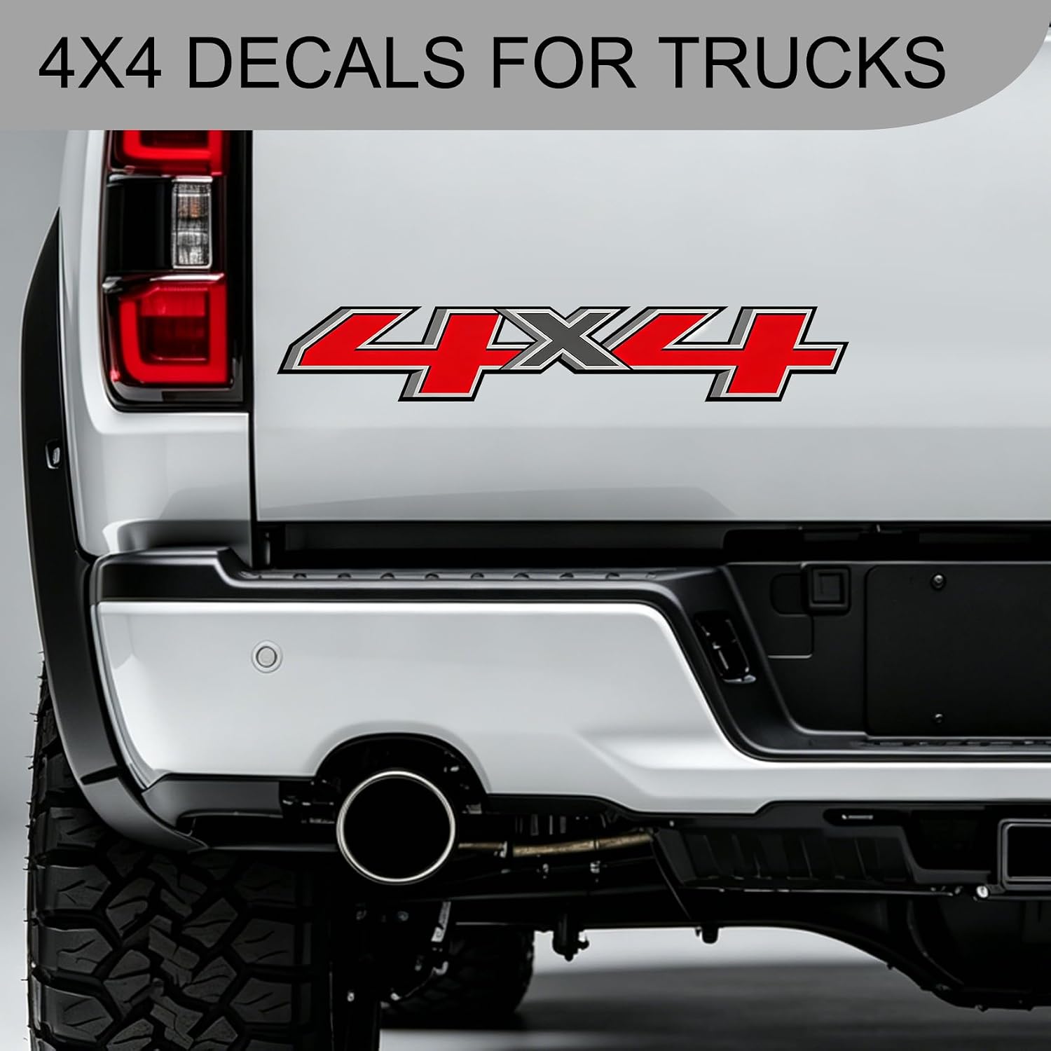 2PCS 4x4 Decals Stickers, 4x4 Decals for Trucks, Reflective Bedside Off Road Replacement Stickers, Automotive Decoration Accessories Emblem Compatible with SUVs, Trucks, Off-Road Vehicles image 3
