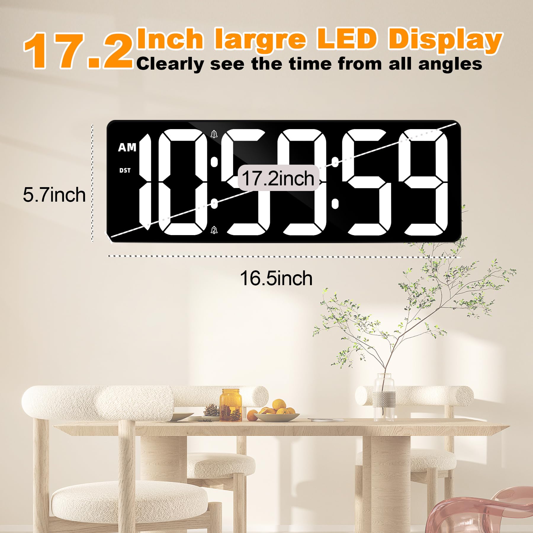 TXL Timer digitale con display colorato, grande orologio a LED con controllo smartphone