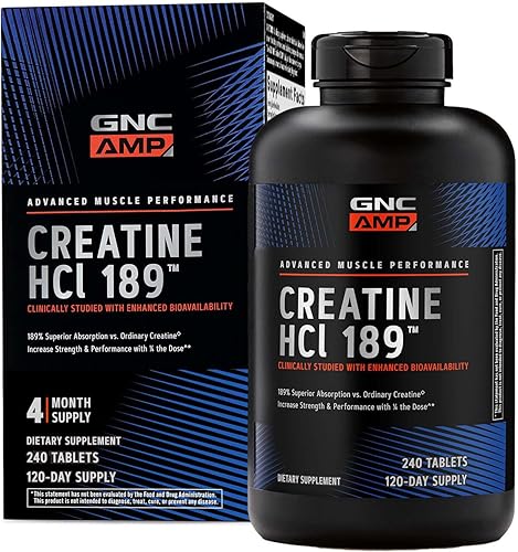 Vista 9 de GNC AMP Creatina HCl 189 Píldoras, clínicamente probada para aumentar la fuerza y la masa muscular, rendimiento atlético, producción de energía