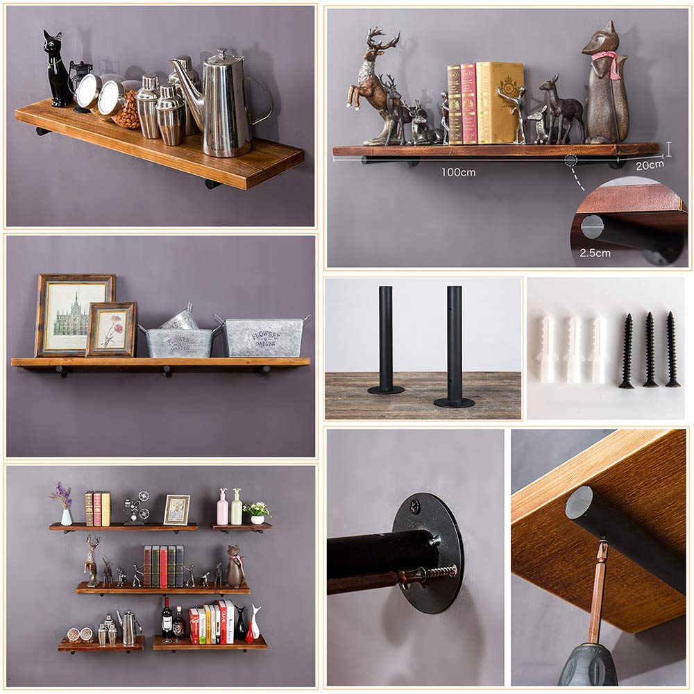 Lot De 2 Supports D'étagère Noirs - Équerre En Métal - Supports D'étagère Flottants - Équerre D