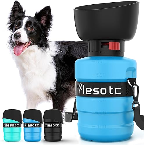 Miniatura 18 de lesotc - Botella de agua para perros mejorada, dispensador de agua portátil a prueba de fugas, botella de agua para mascotas, para caminar al aire