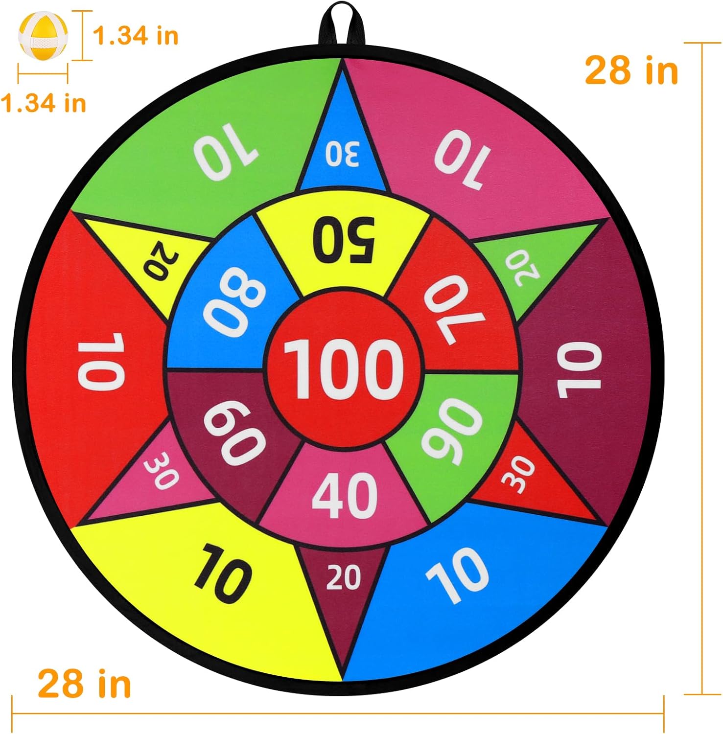 Accmor 28" Large Dart Board for Kids, Kids Dart Board with Sticky Balls, Backyard Indoor Outdoor Games Birthday Gifts for 3 4 5 6 7 8 9 10 11 12 Year Old Boys Girls - Image 3