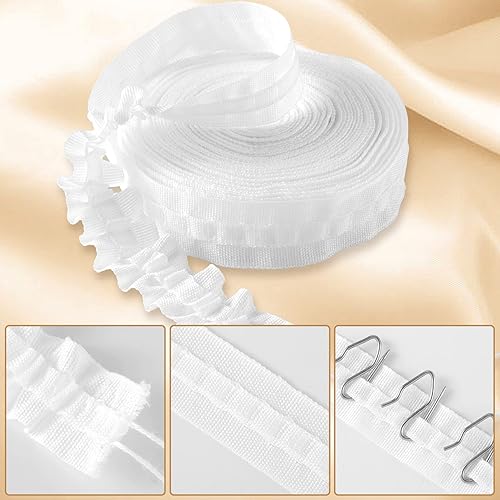 Miniatura 3 de ANCIRS Cinta plisada de 43.7 yardas131 pies para cortina, cinta de tela para decoración del hogar, cenefas de bricolaje y manualidades