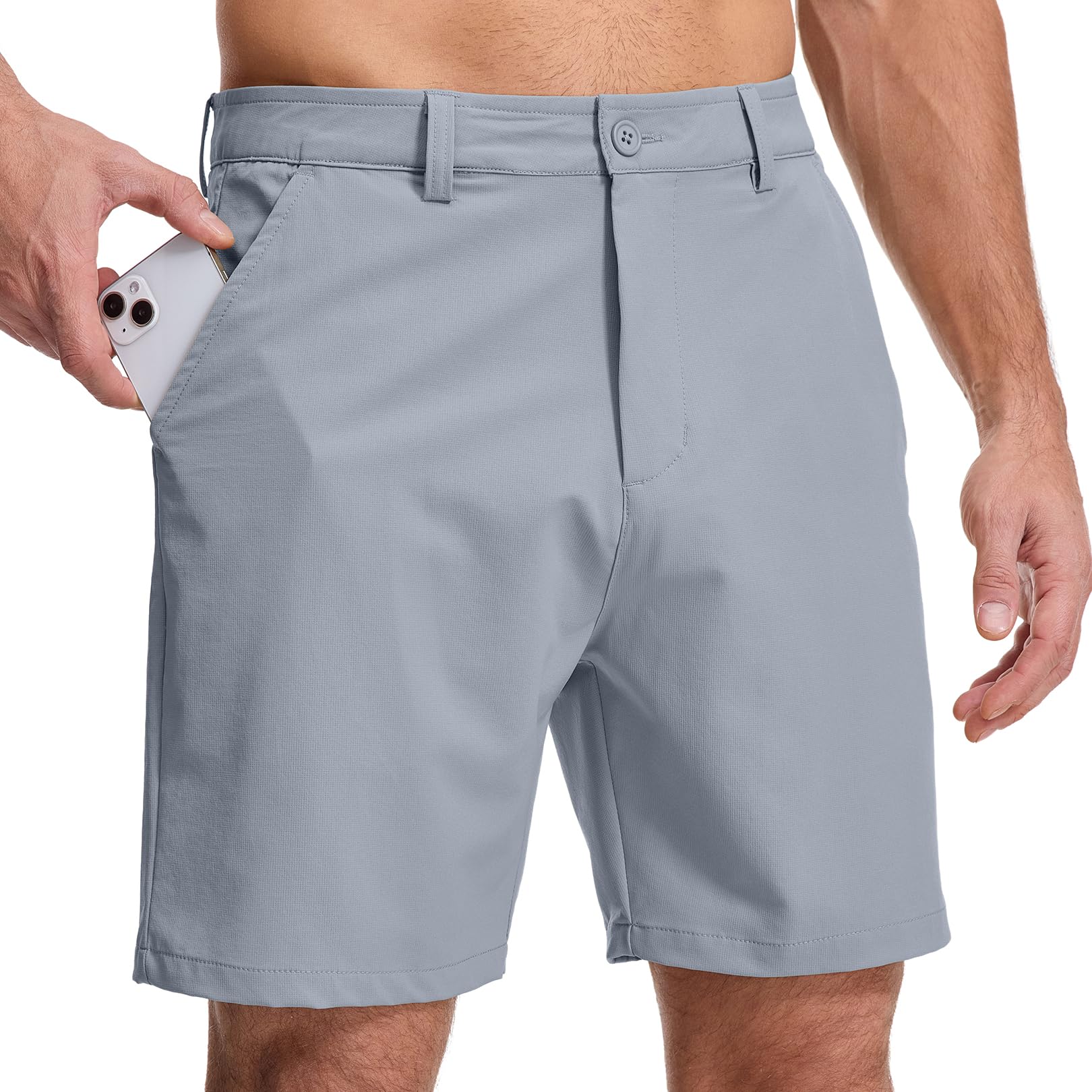 Jessie Kidden Men's Golf Shorts 7" Stretch Quick Dry Hiking Casual Lightweight Work Flat Front Dress Shorts 6 Pockets