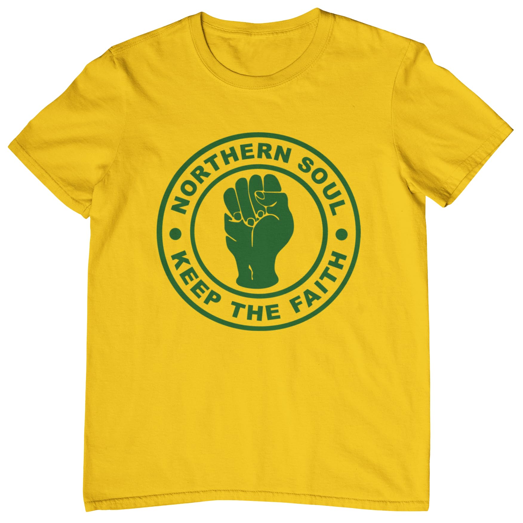 Plastic Revolution Northern Soul T-Shirt (X Large, Yellow T-Shirt with Green Print)