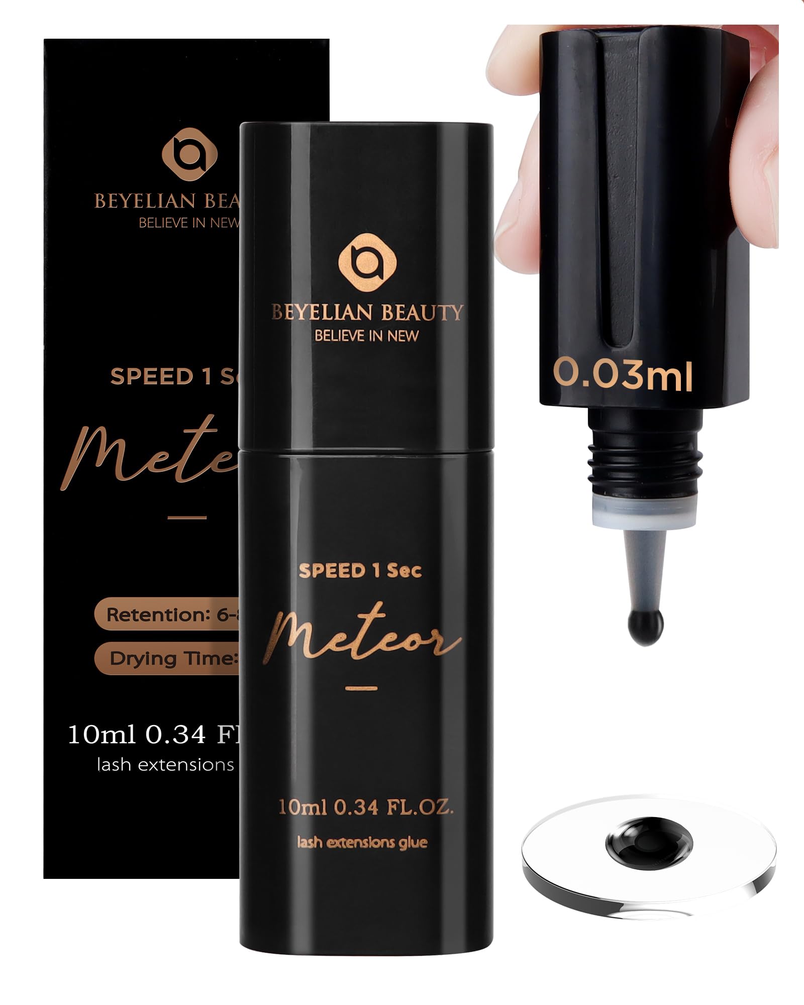 Lash Extension Glue, Professional Eyelash Extension Glue for Volume and Classic Lashes 10 ml, Smart Drop Technology Accurate 0.03 ml, 1S Dry Time, 6-7