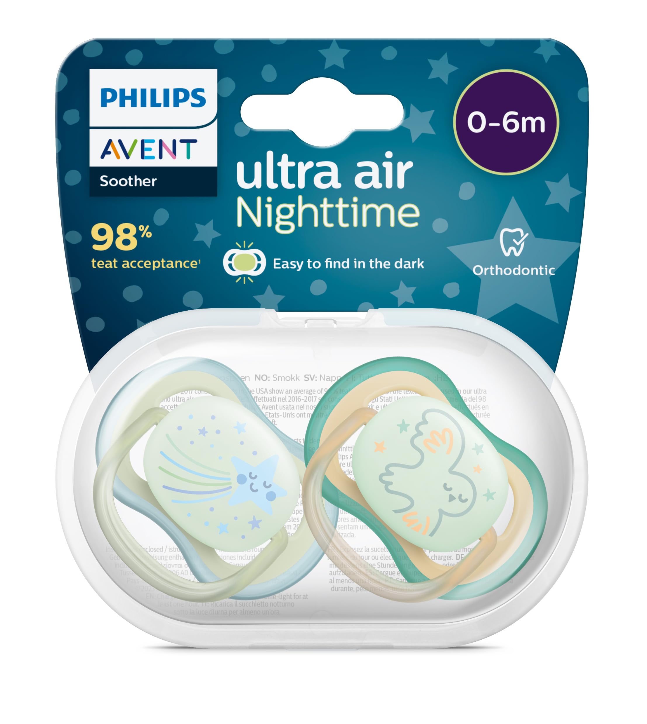 Philips Avent Ultra Air Gece Emziği 0-6 Ay, 2'li Paket, Erkek