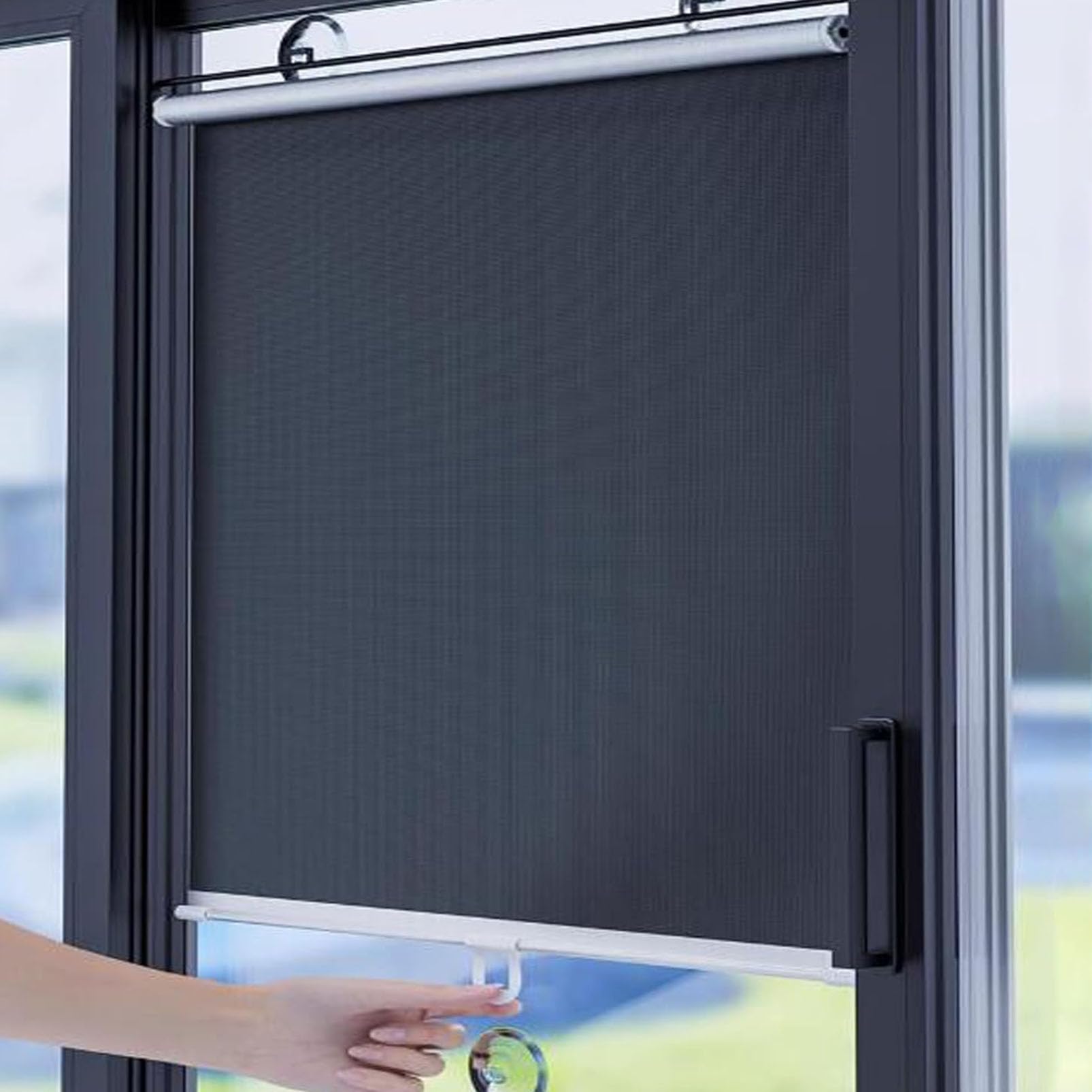 Suction Cup Roller Shutter No Drilling, Adjustable Retractable Privacy Curtains Portable Sun Shade,Shading Curtain Window Shade Blind, Sunscreen Insulation Shading Curtain