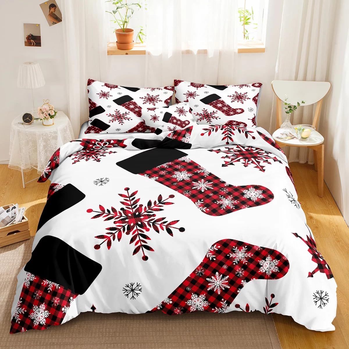 Housse de couette festive 200x200 pour chambre d'enfant et décoration de Noël féerique