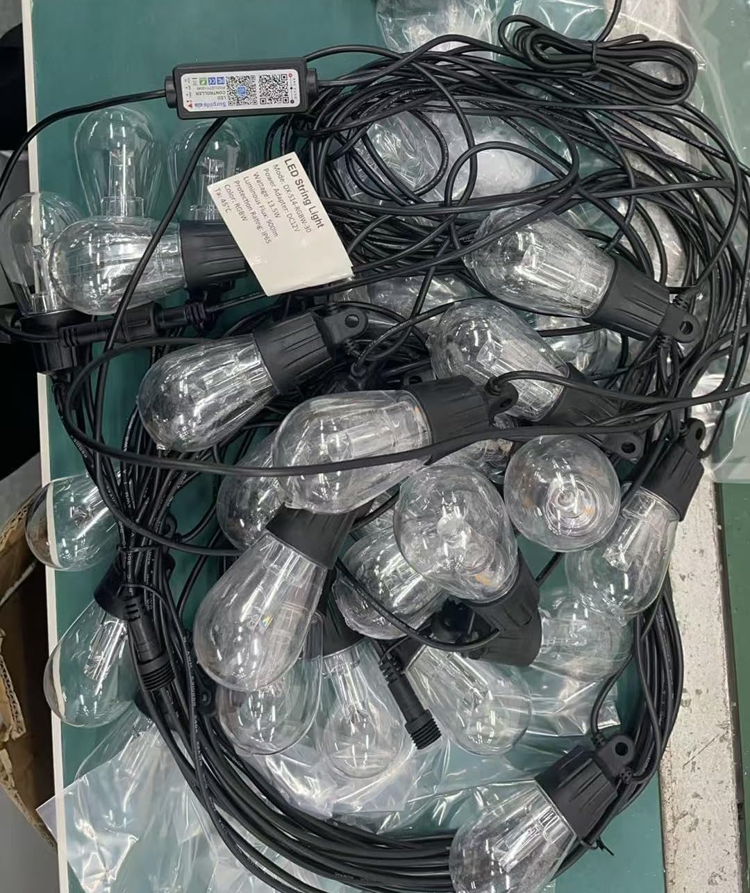 50ft Outdoor String Lights Extension Cord with 15 LEDs Bulbs