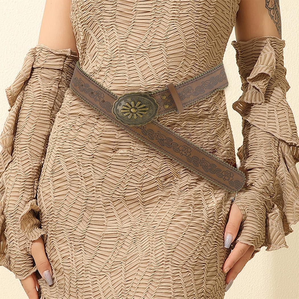 Cowboy Belts for Women Cowgirl Belt Brown Western Belt - Image 2