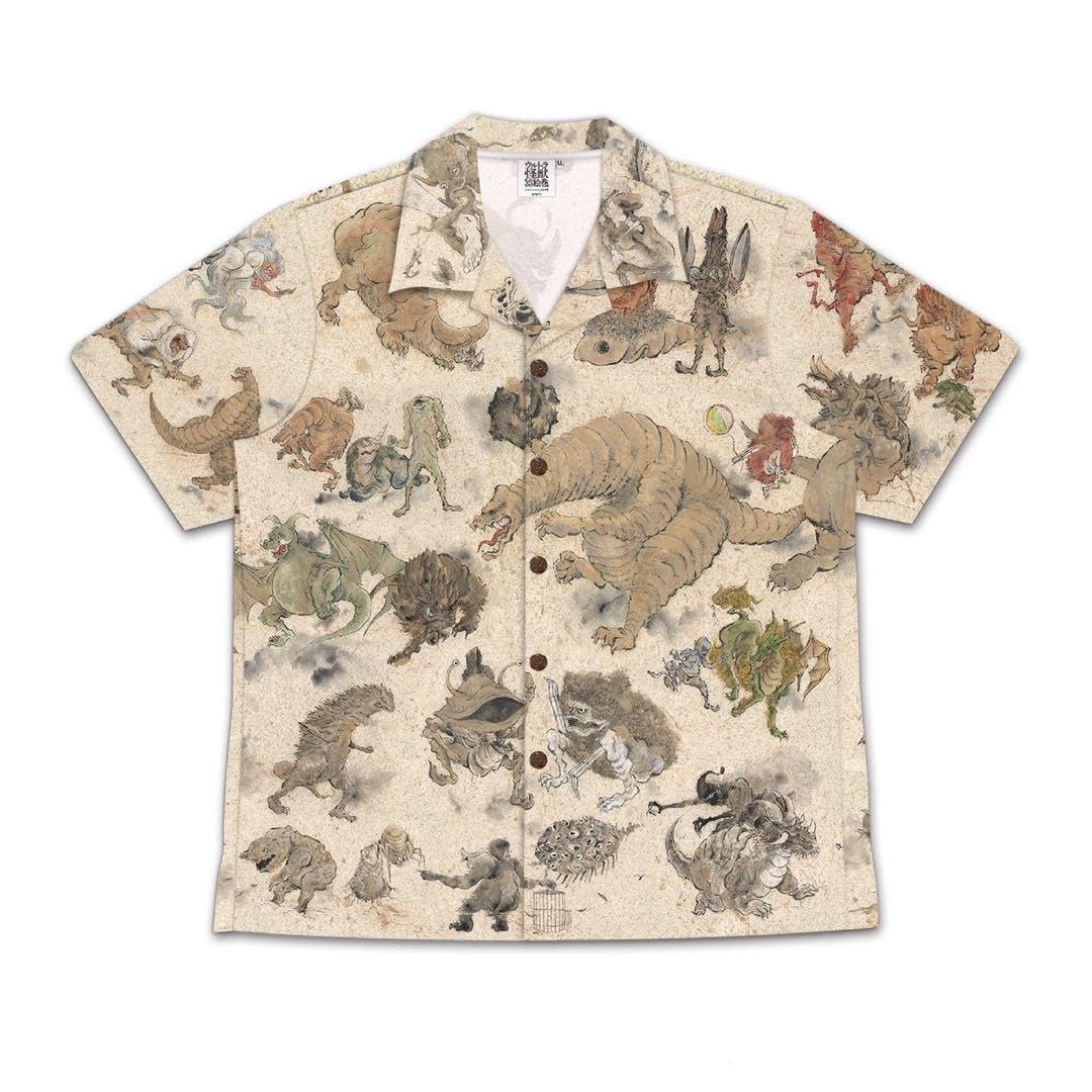 Amazon.co.jp: ウルトラ怪獣もののけ絵巻 羽田空港 総柄アロハシャツ