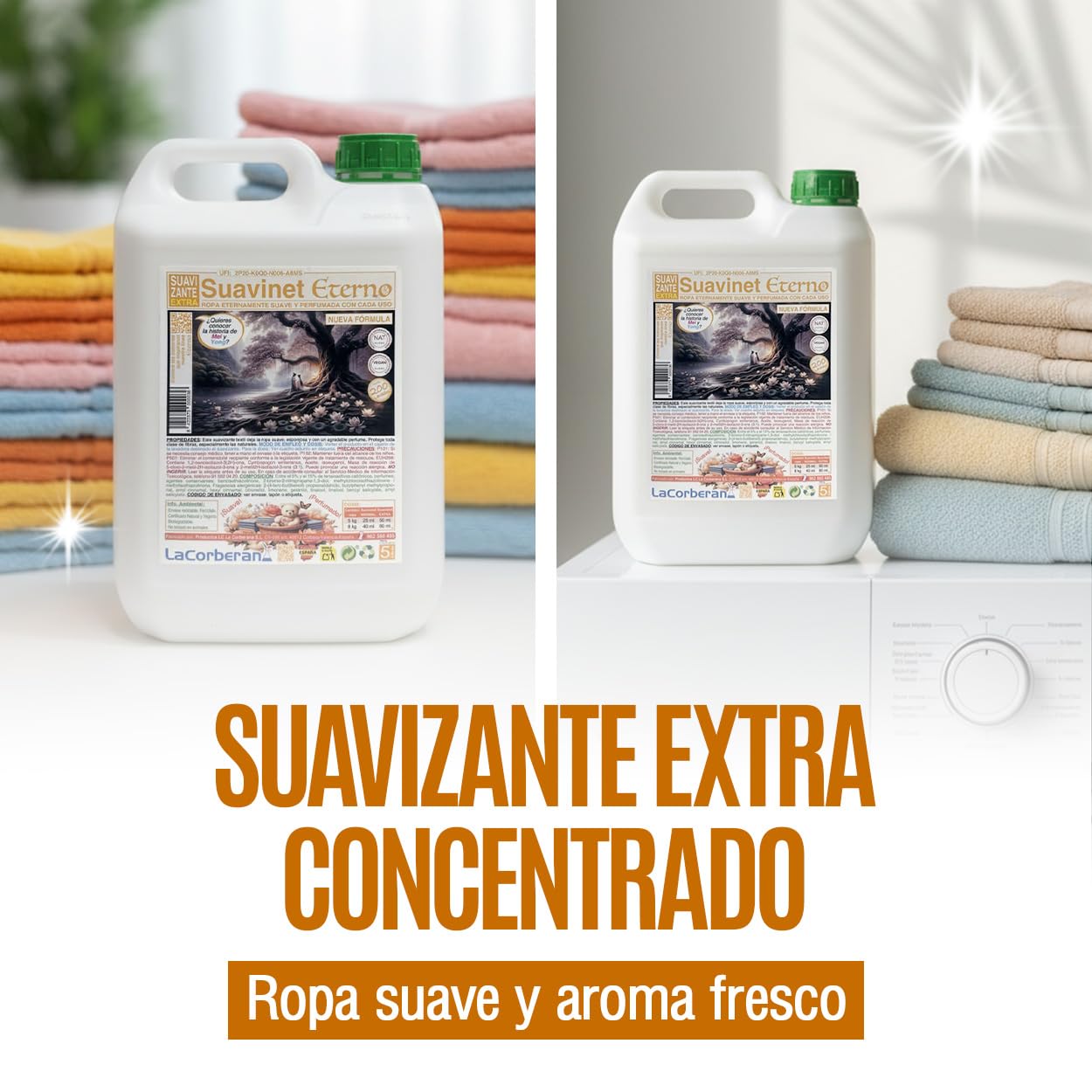 SuaviNet Eterno | Suavizante Ropa Concentrado 5L | Pack de 3 | Concentrado Extra Perfumado · Productos Limpieza para Prendas · Suave y Aromática · Uso Profesional