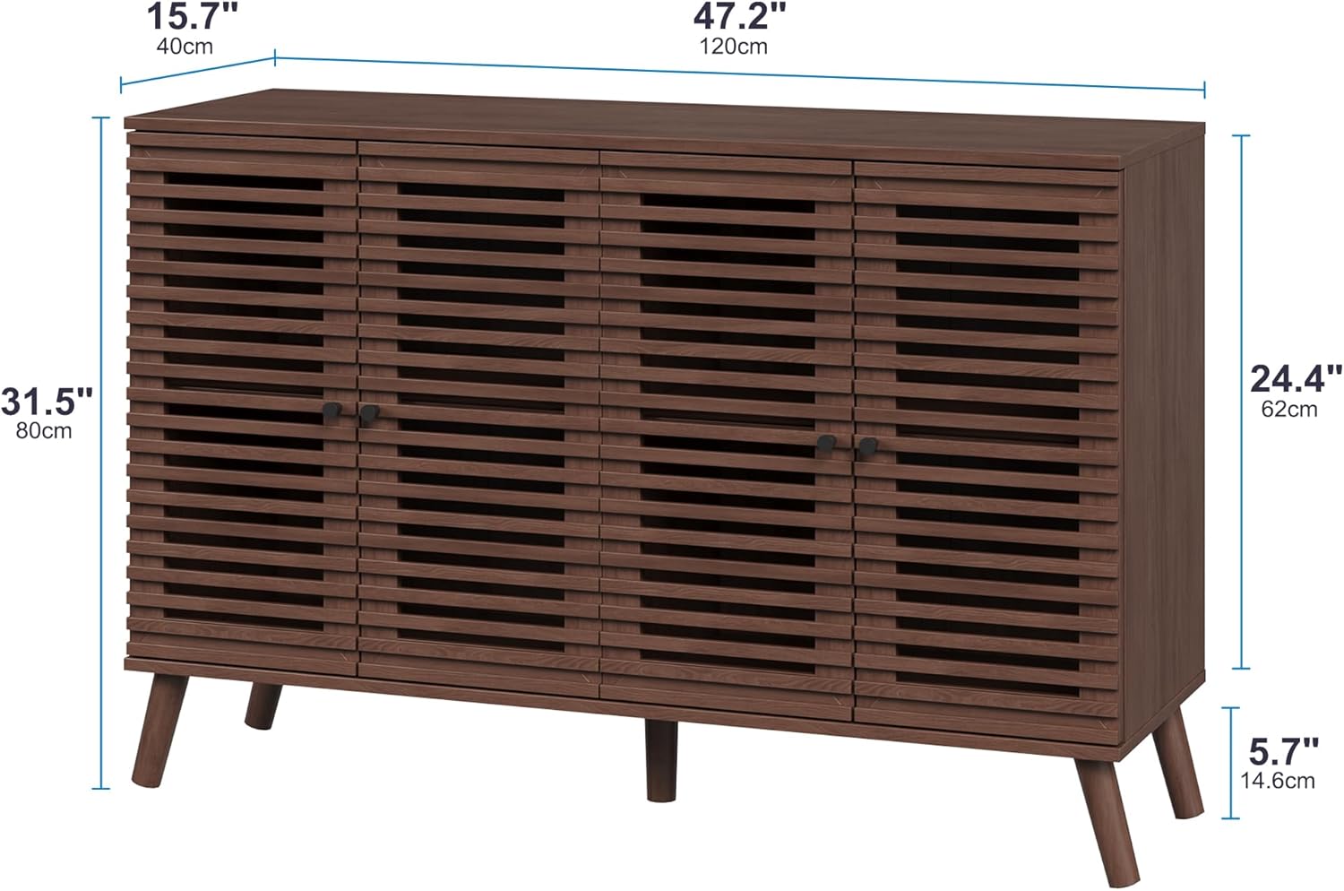 Furnify 47" W Buffet Cabinet with 4 Slatted Doors product photo