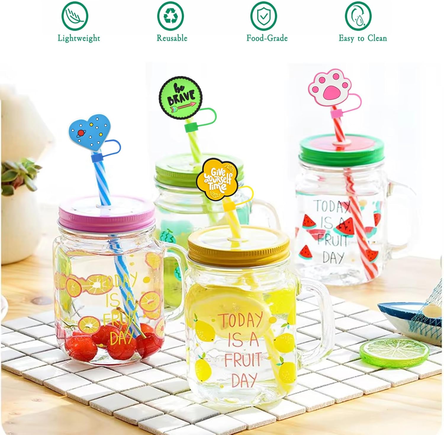 Random 500 PCS Straw Covers Cap For Stanley 30 & 40 Oz Tumblers Bulk 10 MM Straw Toppers For Tumblers Stanley Cup Accessories Party Gifts