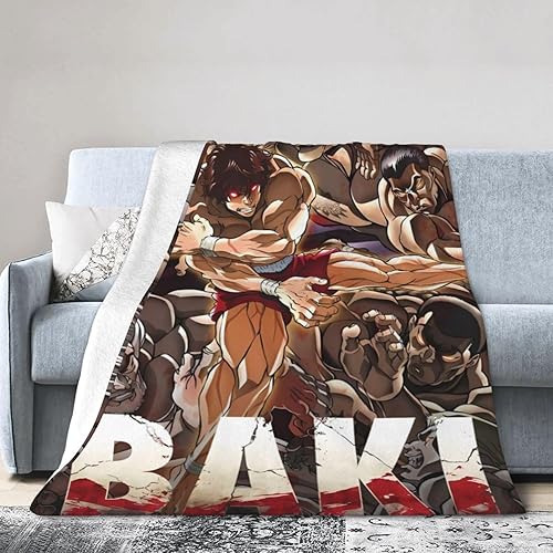 Baki - Manta de anime The Grappler de franela ultra suave, manta de microforro polar ultrasuave para sofá, cama, sofá, viajes, campamento, 50 x 40