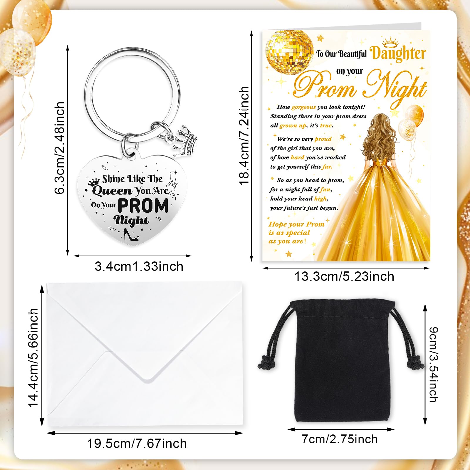 HOWAF Prom Gifts for Girls 2026 Gifts for Daughter Prom 2026 Card for Daughter School prom Night Greeting Card Graduation Card with Envelope Keyring Keychain Graduation Gift for Her - Image 2
