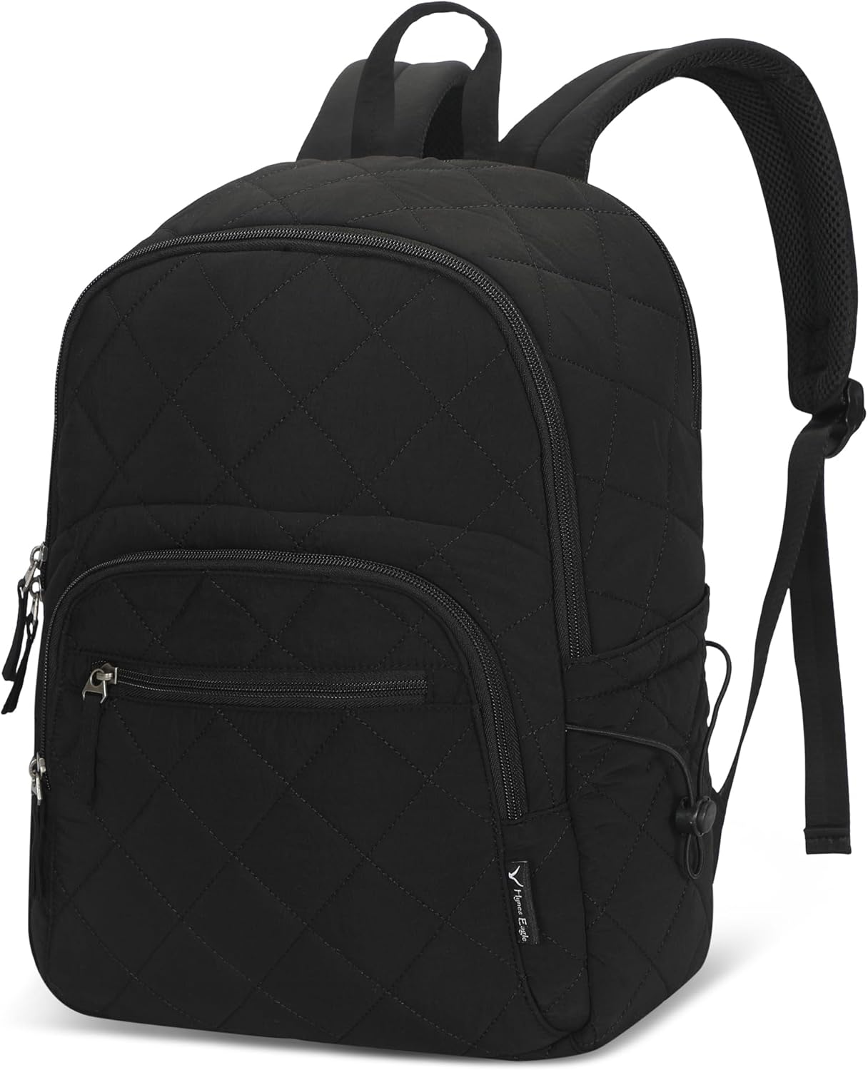 Hynes Eagle Travel Laptop Backpack Quilted College Backpack for Women Puffer Casual Daypack Personal Item Bag for 16 Inch Classic Black