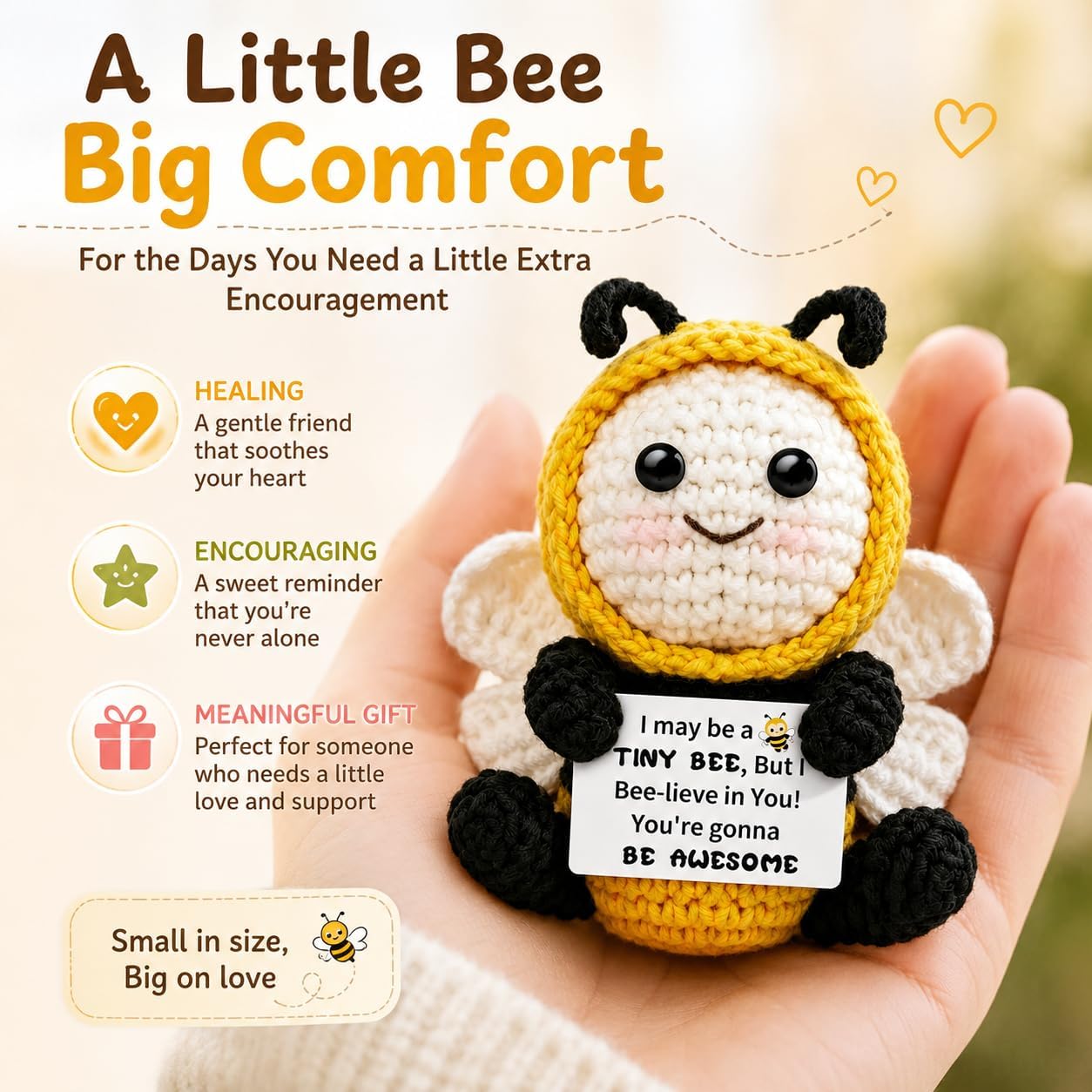 Bee Crochet Positive Animals Thank You Gifts for Women Men Teachers