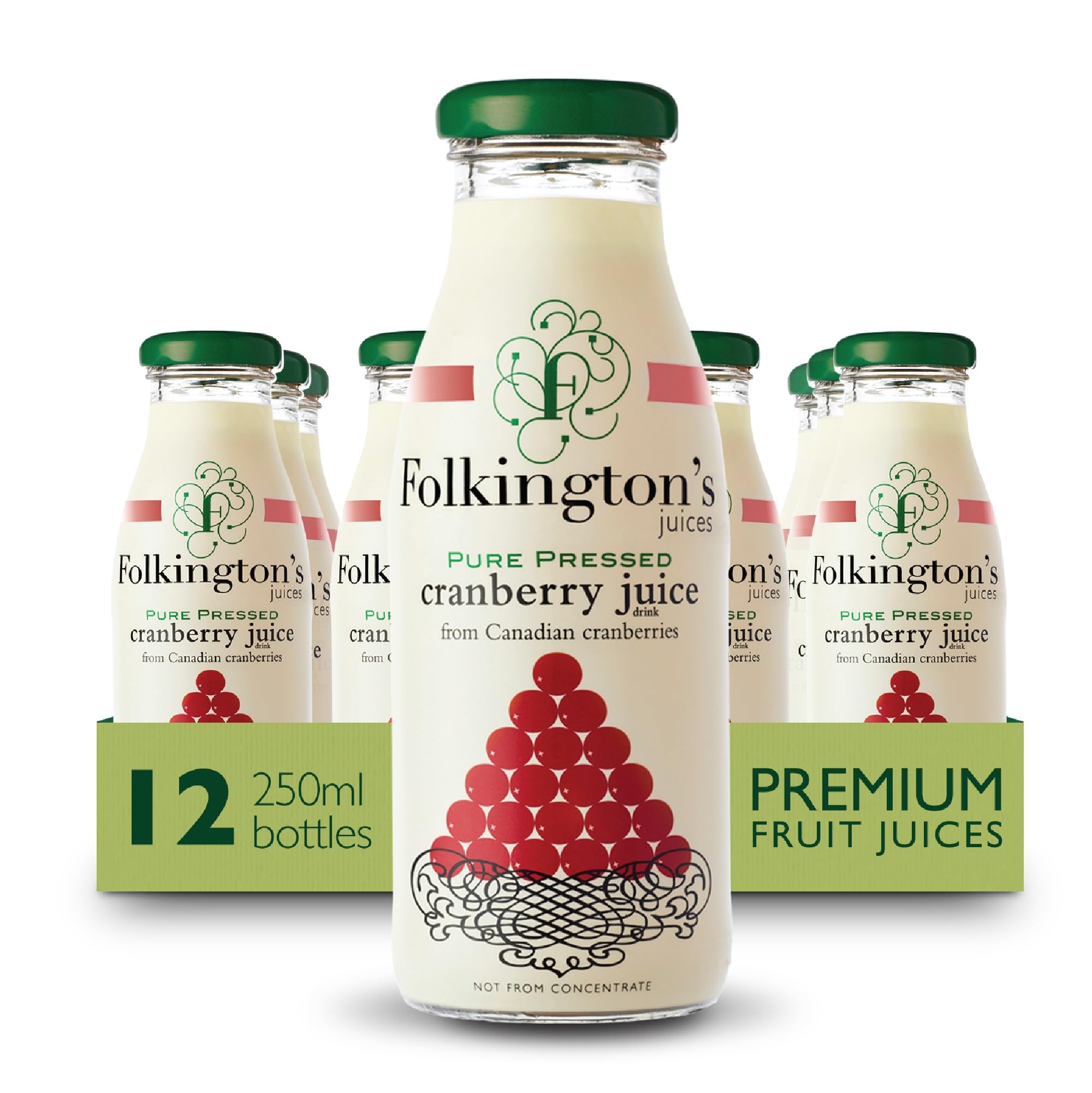 Folkington's Cranberry Fruit Juice 250 ml (Pack of 12)