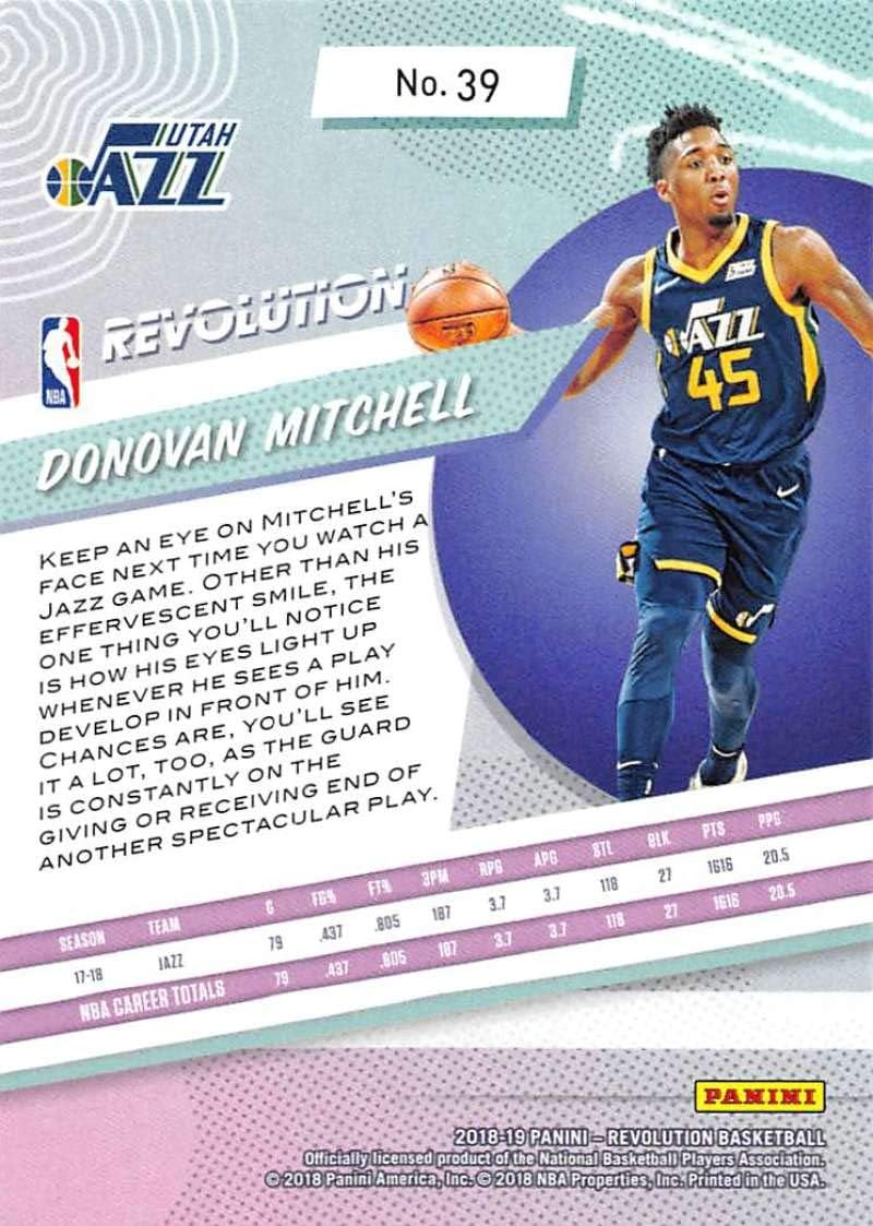 2018-19 Revolution Basketball #39 Donovan Mitchell Utah Jazz Official NBA Trading Card By Panini