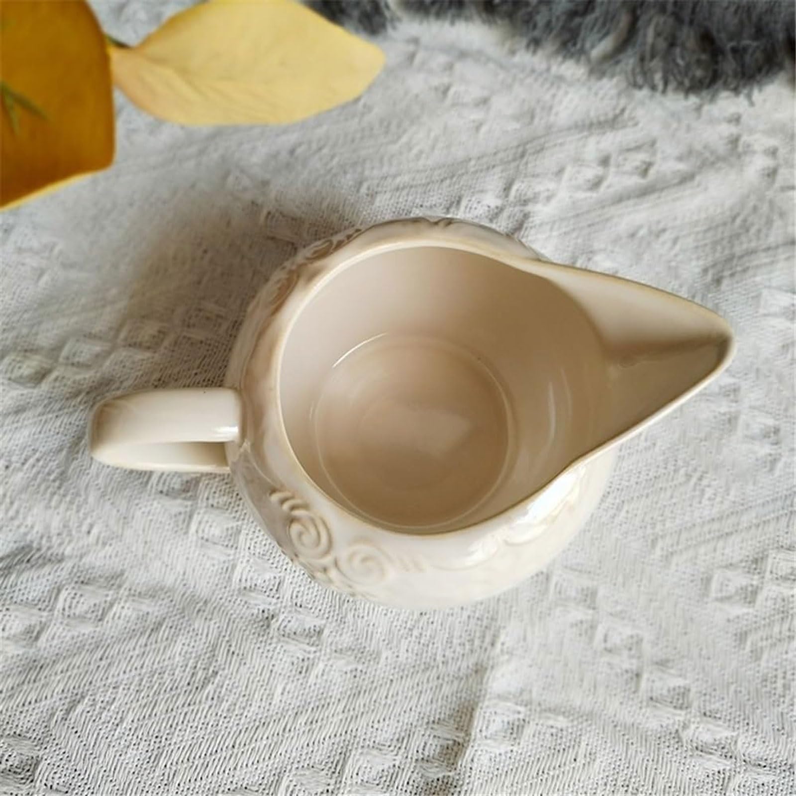 MRKU Pot à Lait, saucière, Tasse à Eau, pichet, crémier, Distributeur de café, sucrier, Pot en céramique rétro européen - 320 ML, Motif Vigne, avec Bec verseur