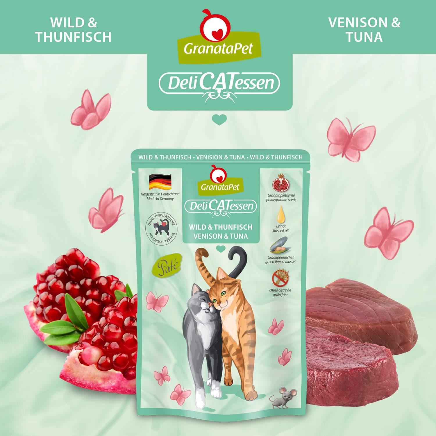 GranataPet Delicatessen Multipack 1, Nassfutter für Katzen im Probierpaket, Alleinfuttermittel ohne Getreide, Katzenfutter mit hohem Fleischanteil & hochwertigen Ölen, 6 x 85 g (Packung mit 6)