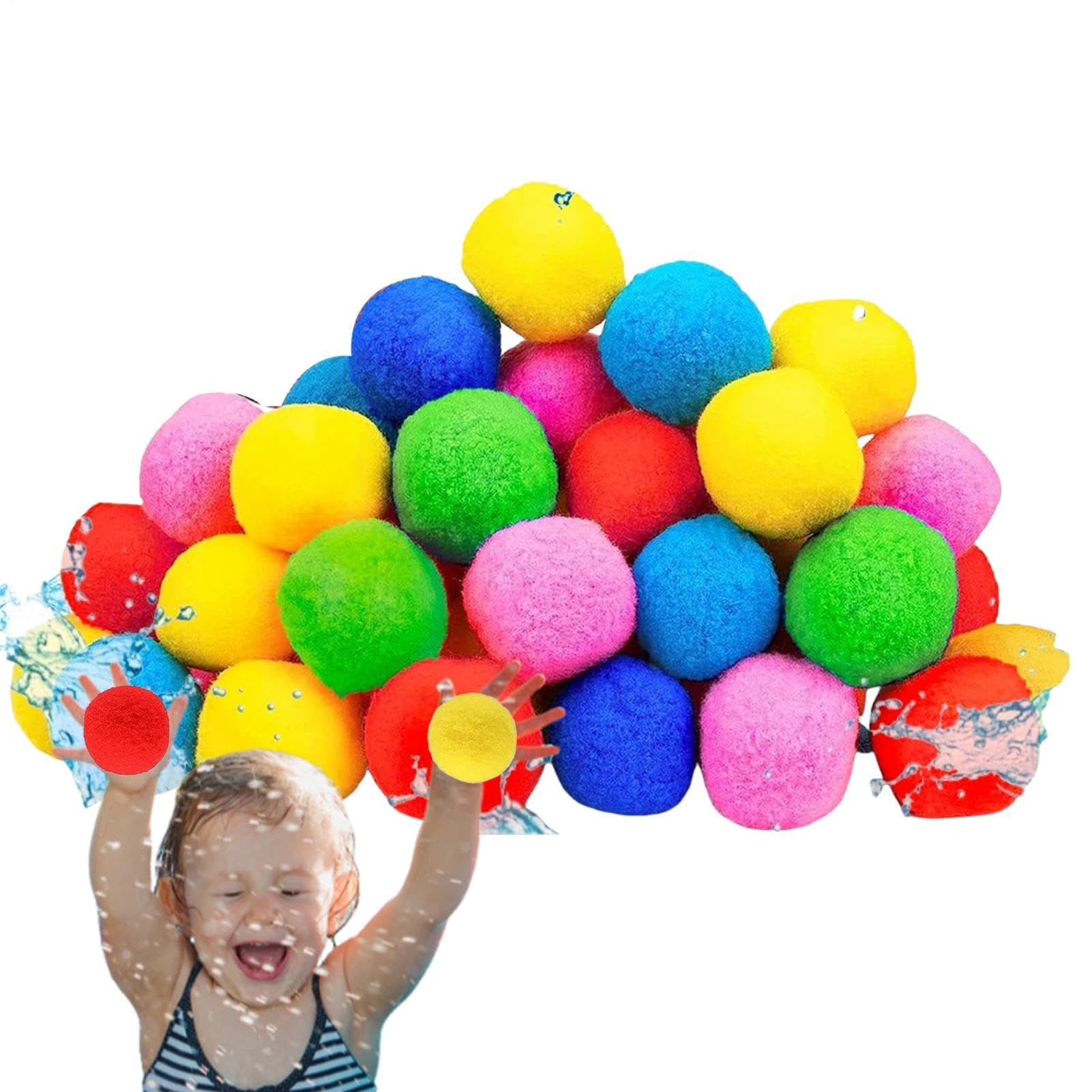Reusable Water Sponge Balls - 60pieces Water Balloon Balls for Wâter Fights | Wâter Sponge Bâlls for Kids | Soft Multicolor Beach Toys fôr Children Adults Family Outdoor Games Pool