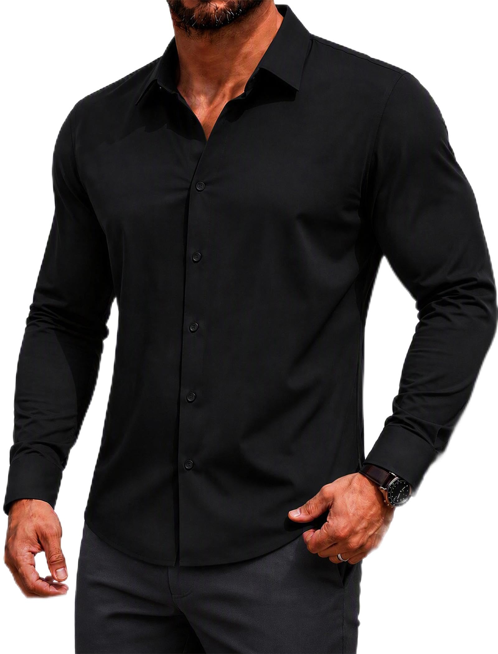 COOFANDY Men's Muscle Fit Dress Shirts Long Sleeve Button Down Shirts Global Recycled Standard OEKO-TEX STANDARD 100 Global Recycled Standard Global Recycled Standard