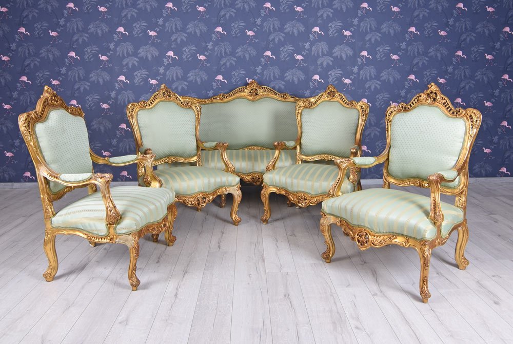 Salonmöbel Sitzgarnitur XXL Sitzmöbel Barock Sofa 4 Sessel Wohnzimmer Palazzo Exklusiv