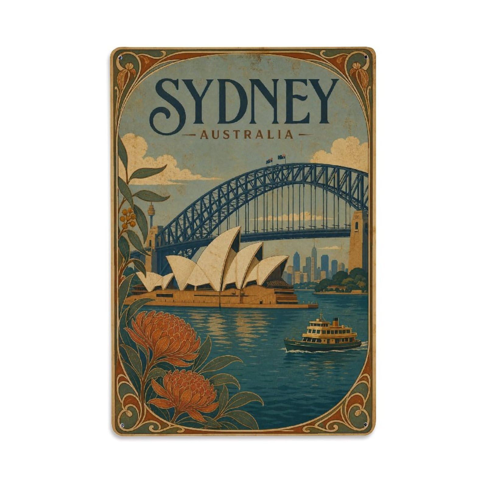 Australia Sydney Retro Heritage Travel Cultural Metal Tin Sign