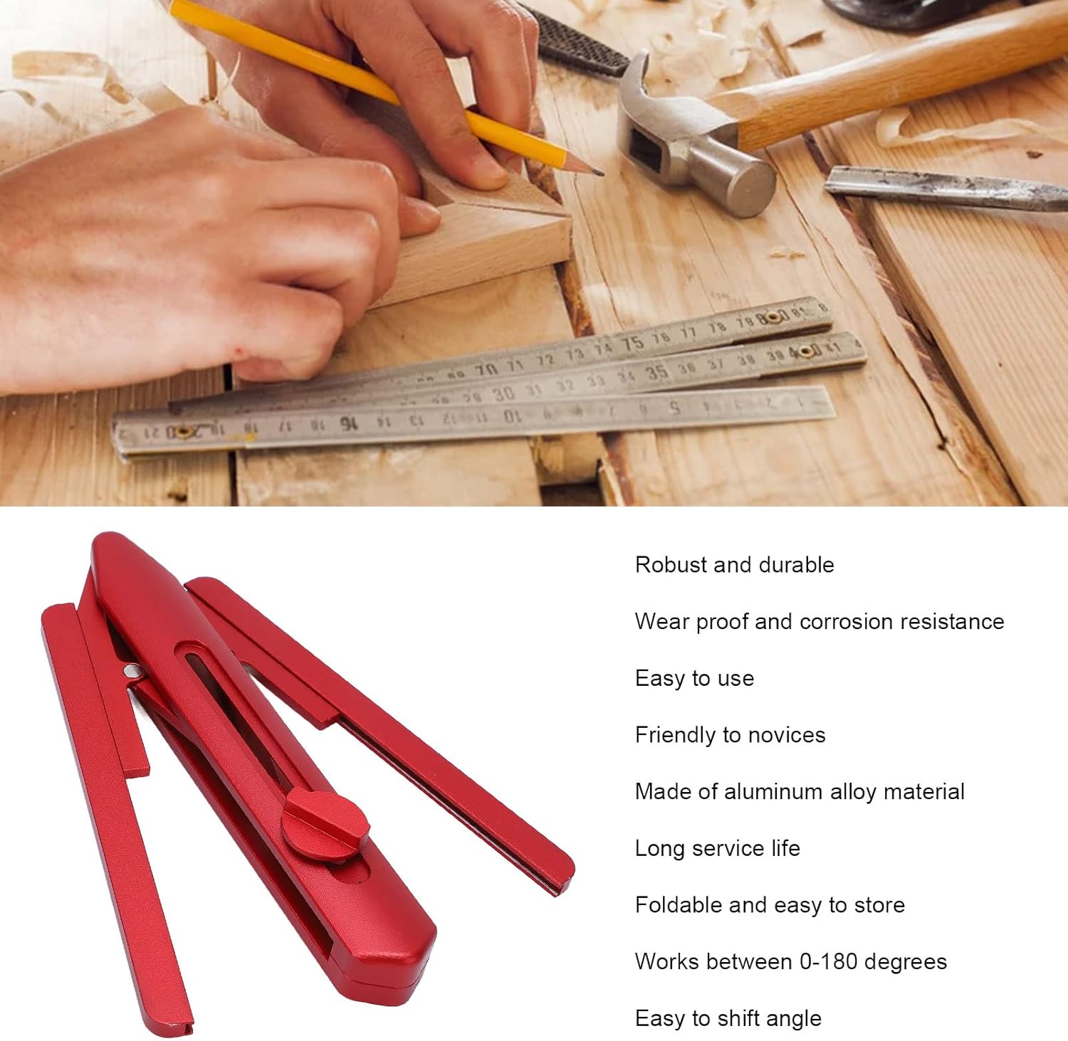 Angle Protractor, Miter Saw Protractor, Angle Finder Protractor, Foldable Angle Finder Protractor 180°, Angle Measuring Tool for Woodworking,Carpenter,Construction,DIY Measurement