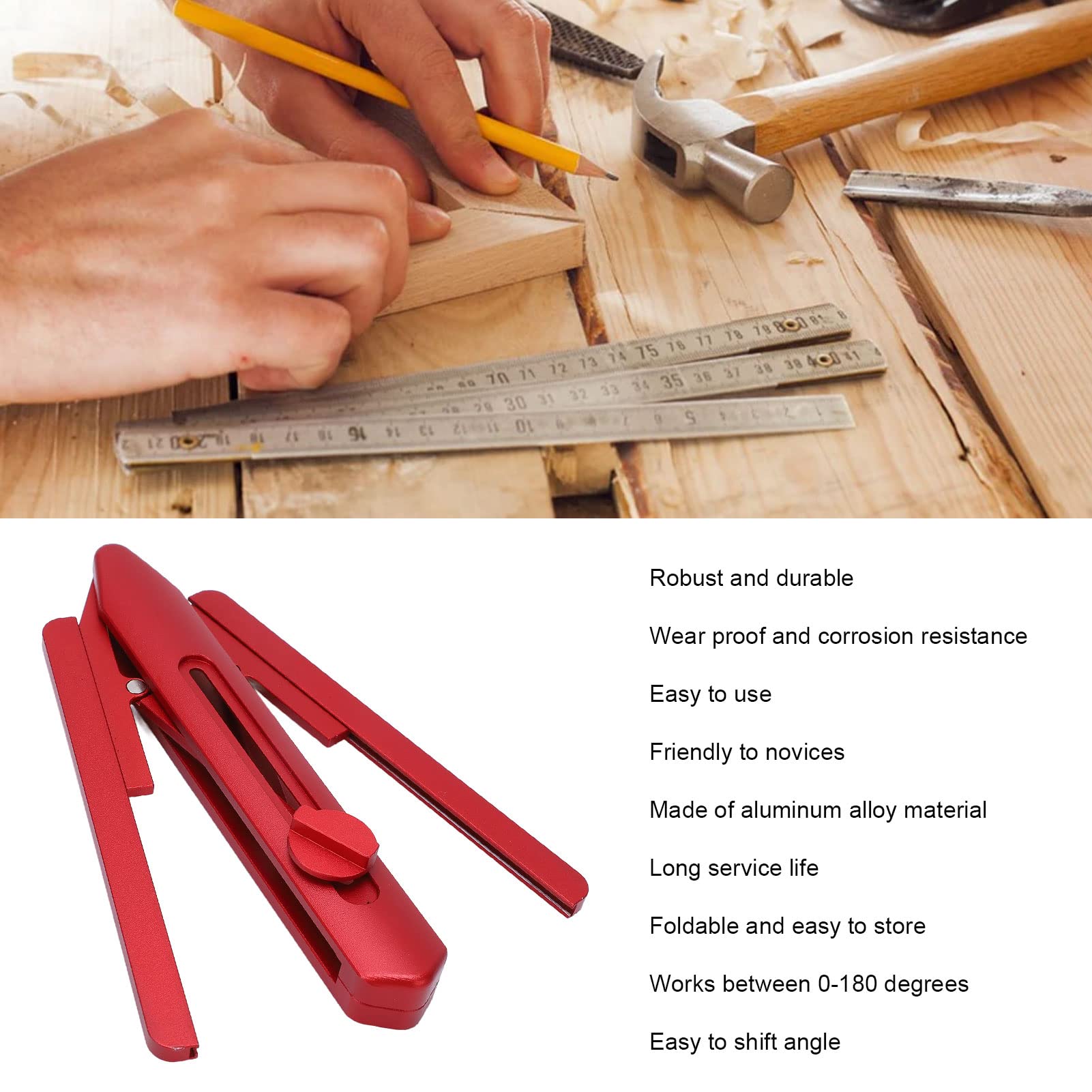 Duplicatore angolare in alluminio pieghevole rosso legno da 0 a 180 gradi