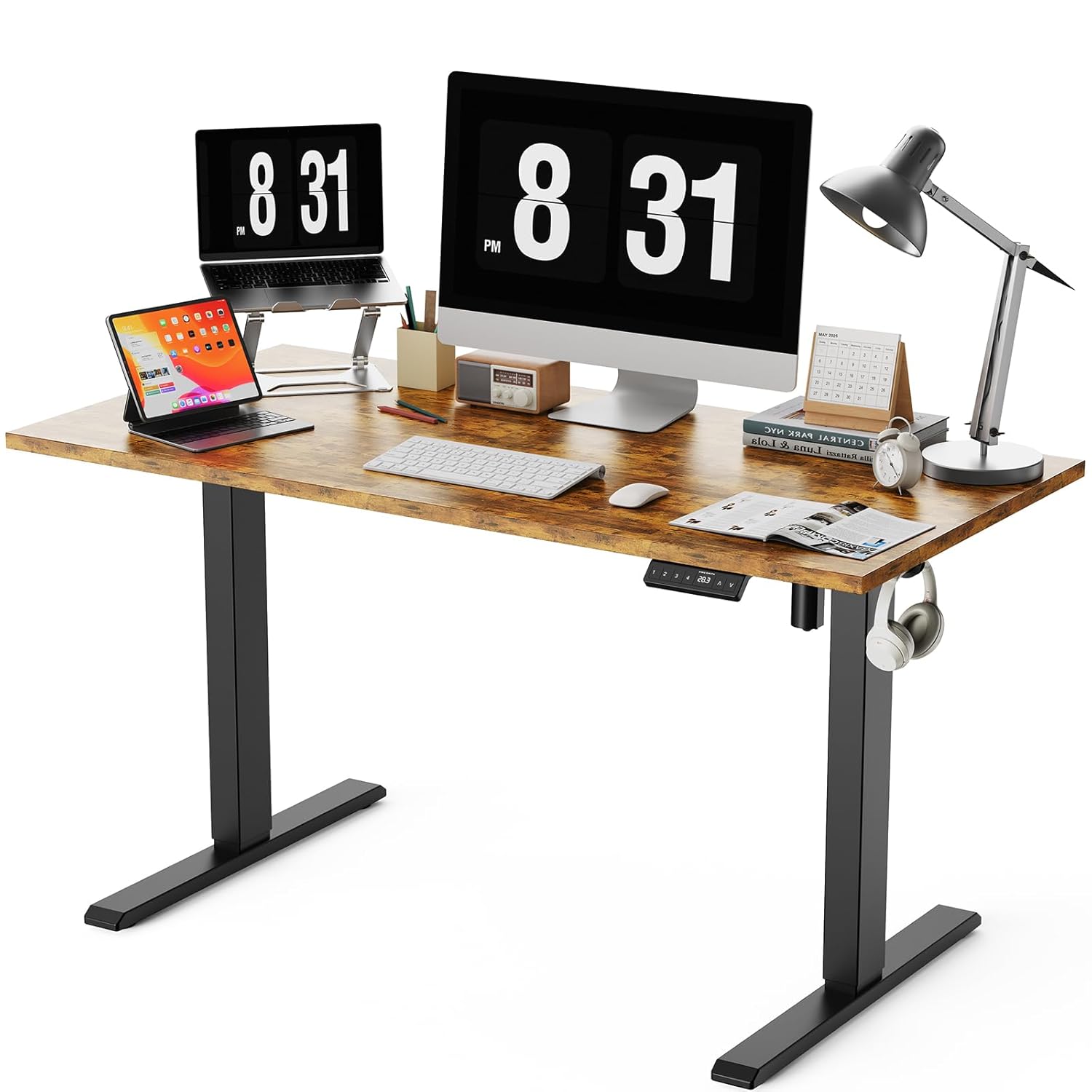 WALKINGDESK 55x28 Inches Whole Piece Electric Standing Desk Seamless One Piece Height Adjustable Sit to Stand up Desk
