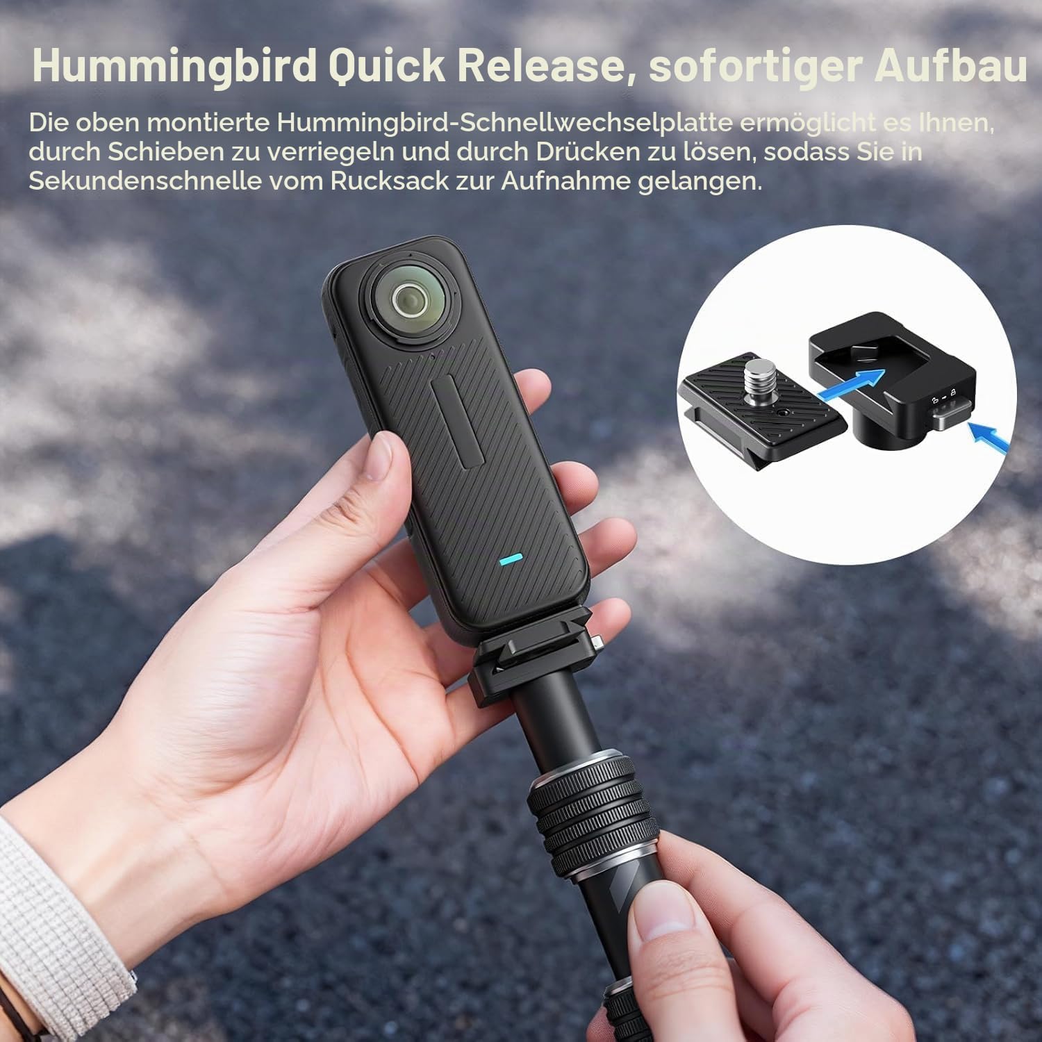ULANZI VL03 Motorrad Halterung für Insta360 X5 X4 X3/DJI Osmo 360 mit Schnellverschluss, 40in Verlängerungsstangen-Klemmhalterung für GoPro DJI Insta360 Action-Kamera