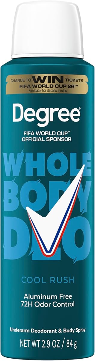 Degree Men Whole Body Deodorant Cool Rush Scent Aluminum Free 72H Odor Protection 2.9 oz
