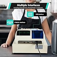 Vista 4 de Caja registradora Sistema de gestión de efectivo electrónica con cajón de efectivo, llaves y contraseñas para abrir, 7 métodos de pago